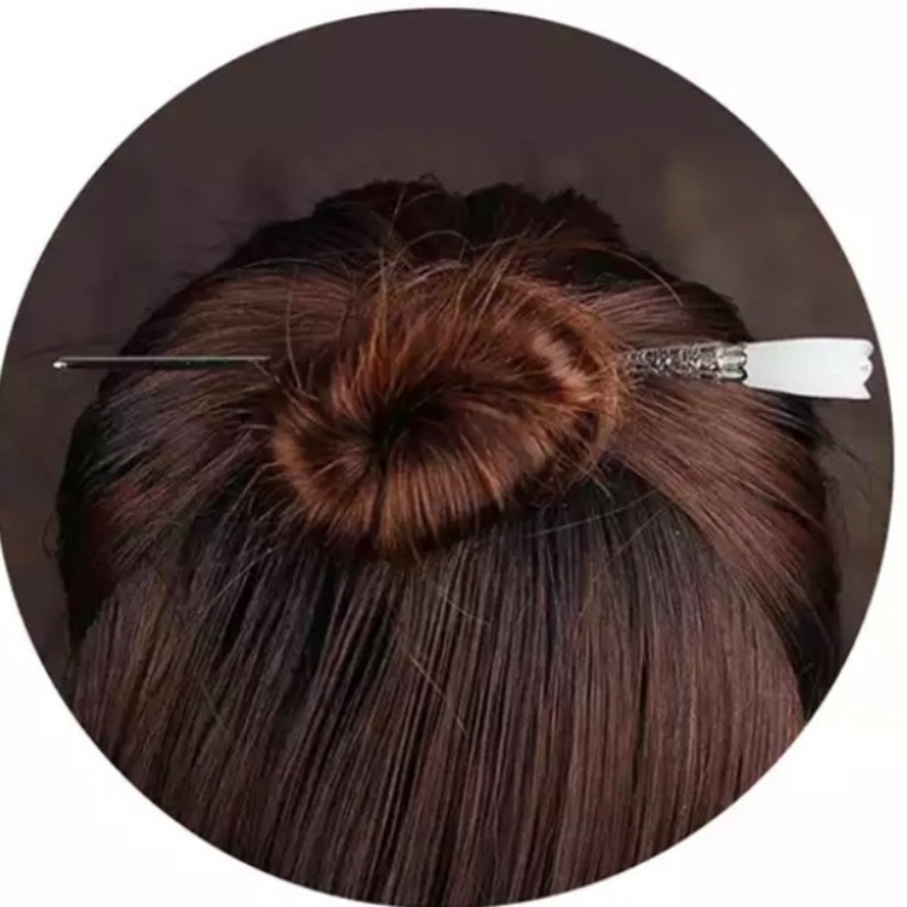 🆕Pair Silver and White HairSticks 6.5” Length